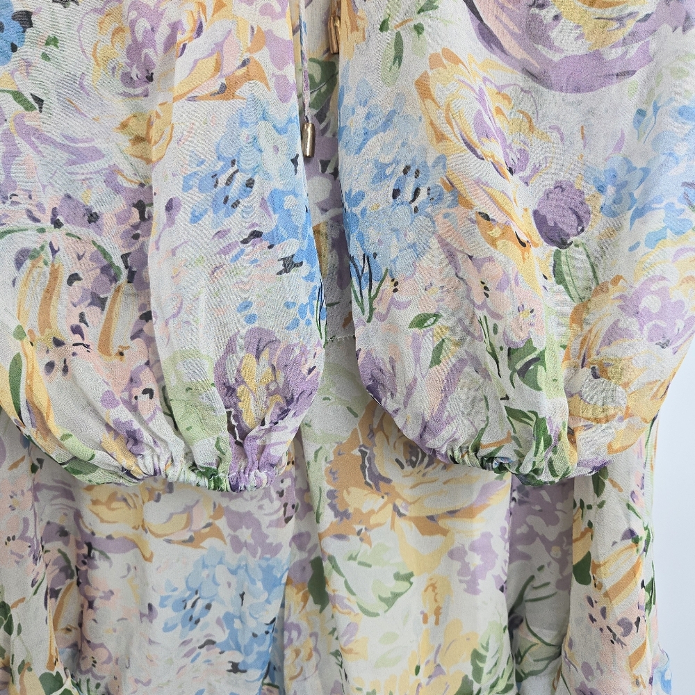 Zimmerman Playsuit Ninty Six‎ Cream Floral Silk Ruffle - Picture 7 of 16